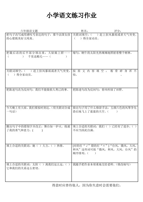 小学六年级语文课堂延伸练习IV (45)