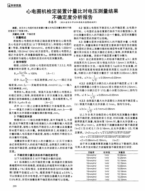 心电图机检定装置计量比对电压测量结果不确定度分析报告