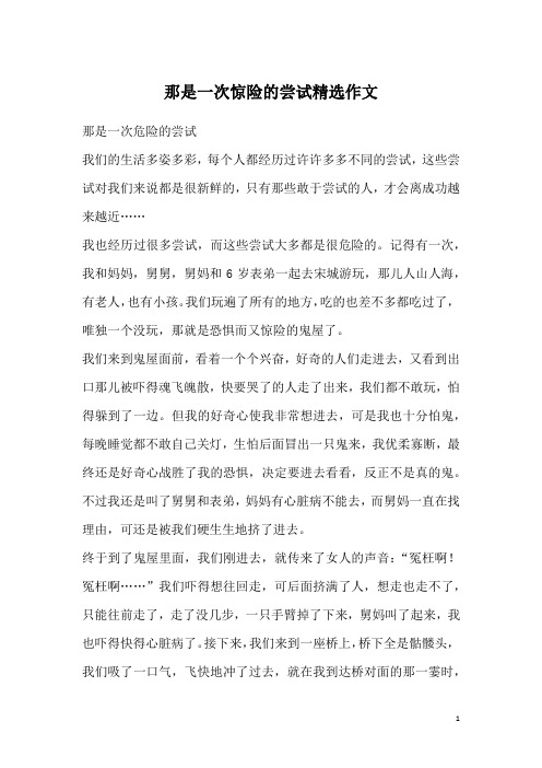 那是一次惊险的尝试精选作文