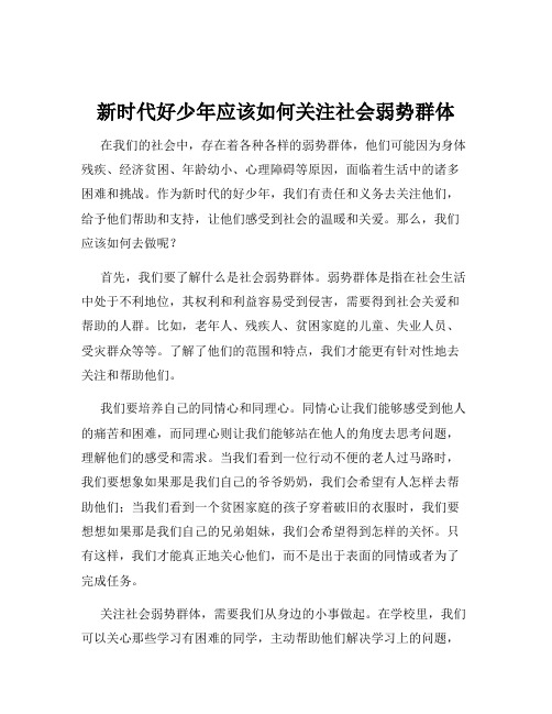 新时代好少年应该如何关注社会弱势群体