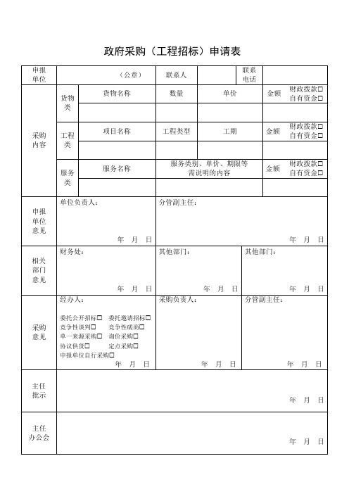 政府采购(工程招标)申请表