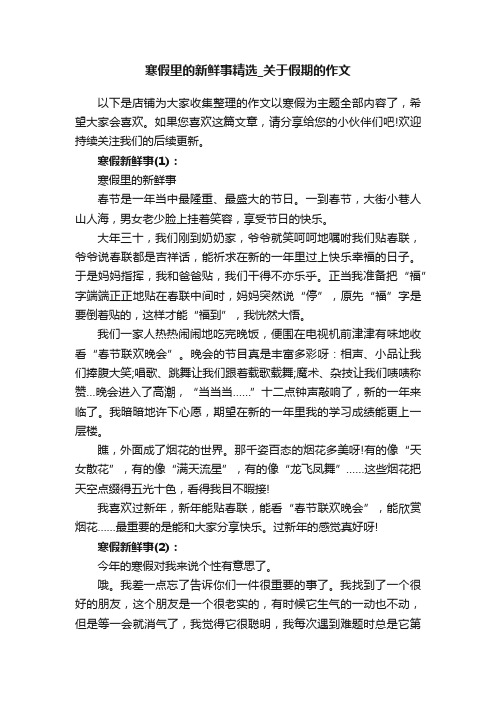 寒假里的新鲜事精选_关于假期的作文