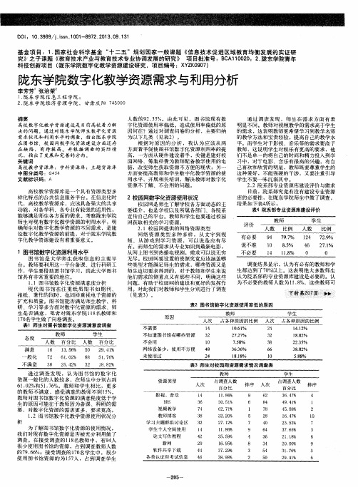 陇东学院数字化教学资源需求与利用分析