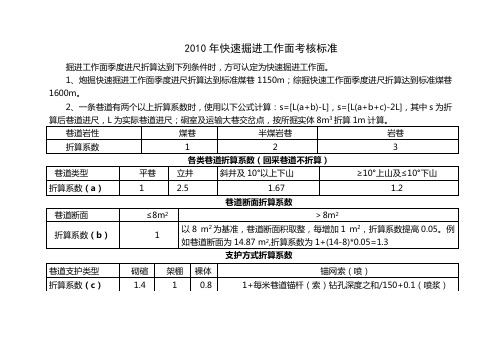 快速掘进工作面考核标准