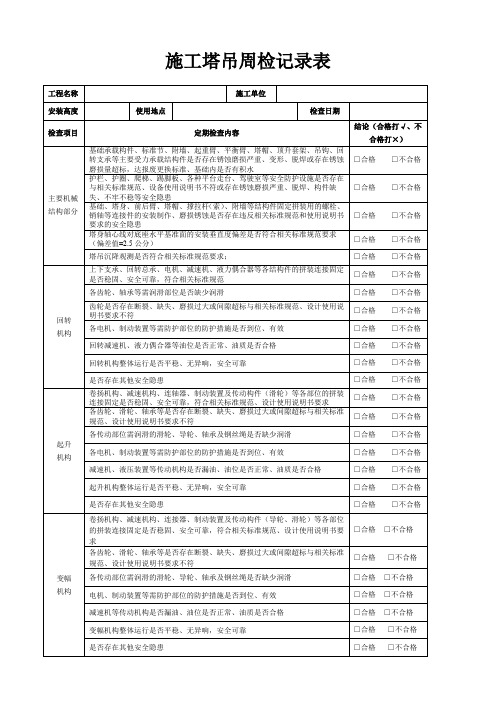 塔吊周检查记录表