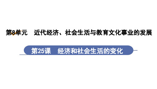 人教版八年级历史上册课件 第8单元 第25课 经济和社会生活的变化