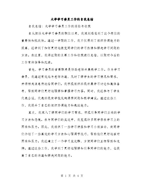 大学学习委员工作的自我总结（2篇）