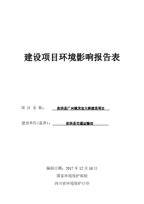 环境影响评价报告公示：射洪县广兴镇龙宝大桥建设项目环评报告