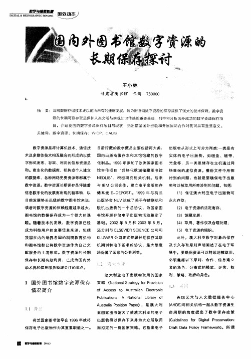 国内外图书馆数字资源的长期保存探讨