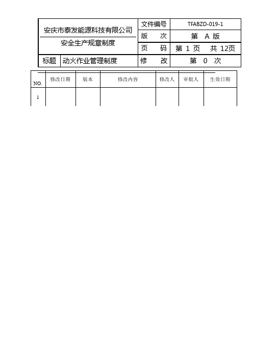 19动火作业管理制度