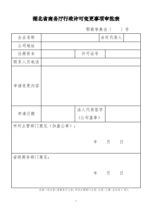 典当行变更(地址、股东等)所需材料和表格