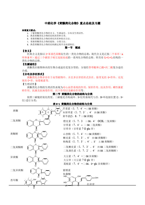 中药化学《黄酮类化合物》重点总结及习题