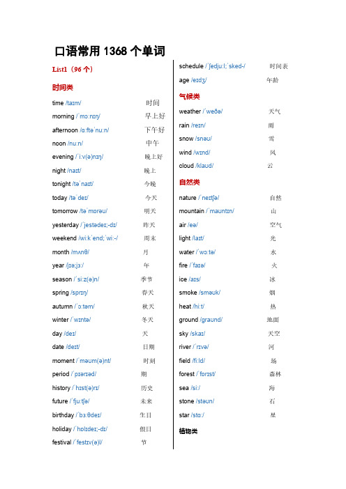 英语口语常用1368词汇