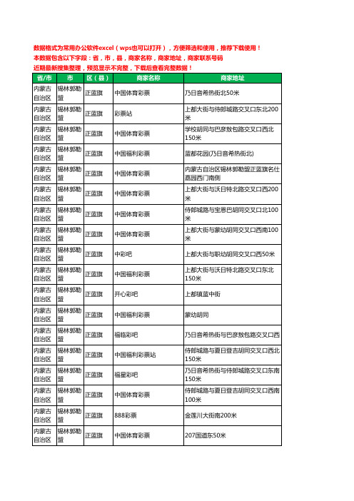 2020新版内蒙古自治区锡林郭勒盟正蓝旗彩票工商企业公司商家名录名单联系电话号码地址大全23家