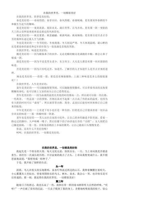 2013中考必备 ——2009中考优秀作文