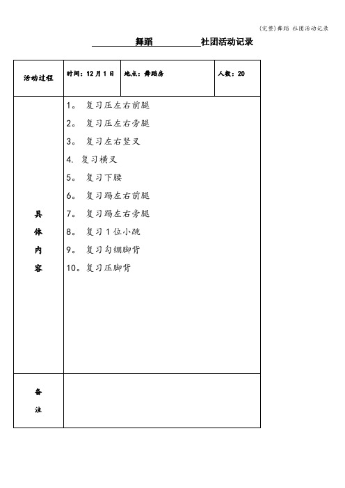 (完整)舞蹈 社团活动记录