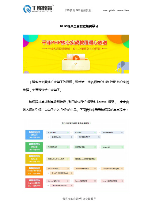 PHP经典全套教程免费学习