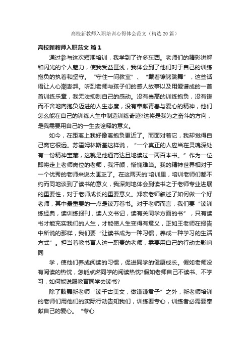 高校新教师入职培训心得体会范文（精选20篇）