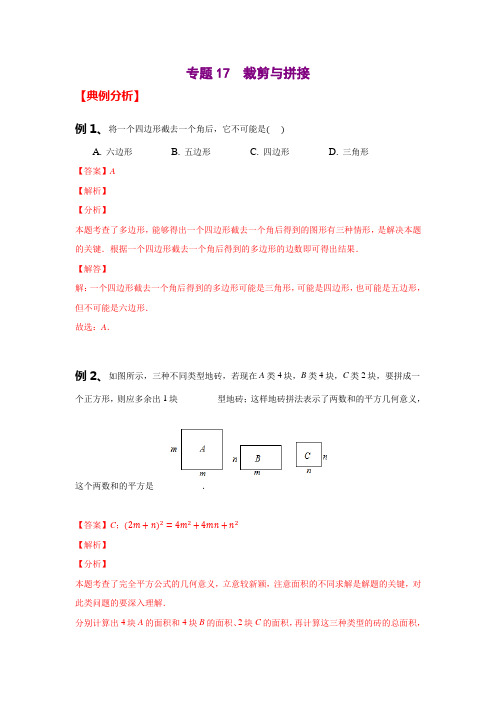 专题17  裁剪与拼接(原卷版)中考二轮专题复习之数学思想和方法以及常见题型满分练(全国通用)