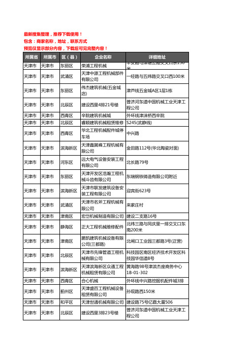 新版天津市建筑机械企业公司商家户名录单联系方式地址大全387家