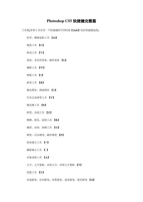 Photoshop CS5快捷键完整篇