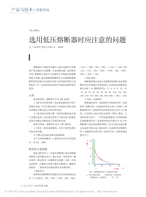 选用低压熔断器时应注意的问题_胡晓林