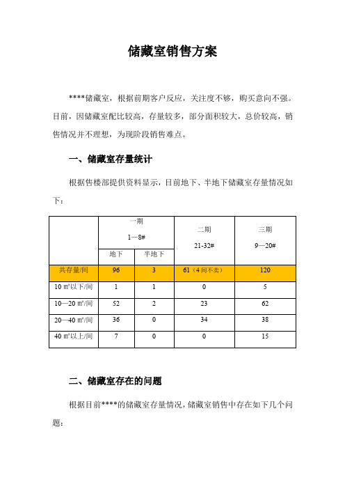 地下储藏室销售方案