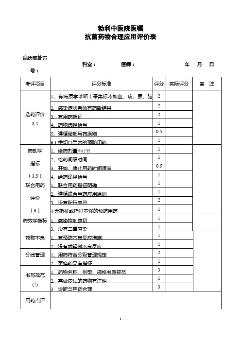 ★抗菌药物合理应用评价表有用