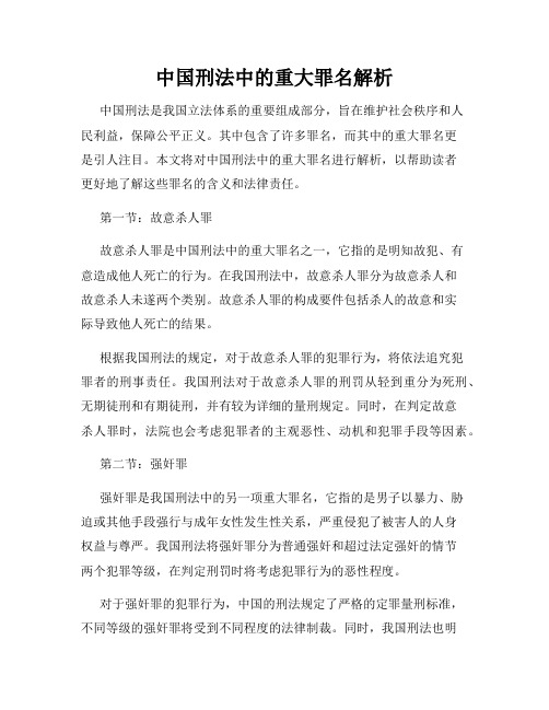 中国刑法中的重大罪名解析