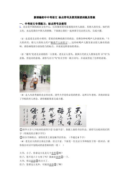 新部编初中中考语文 标点符号及使用阅读训练及答案