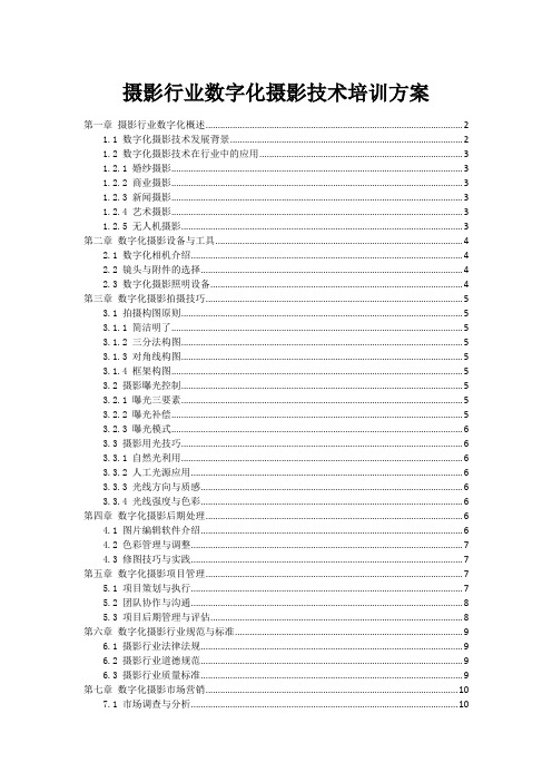 摄影行业数字化摄影技术培训方案