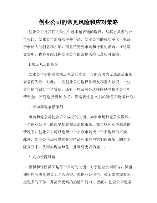 创业公司的常见风险和应对策略