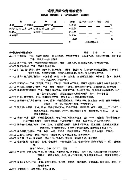 附录19-连锁店标准营运检查表