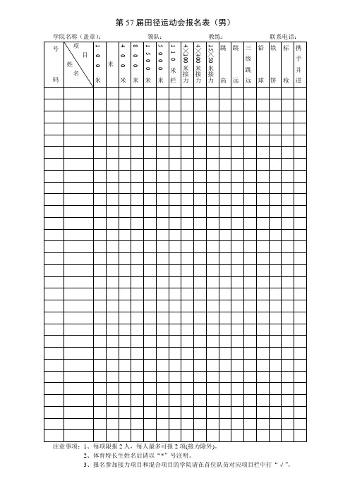 第57届田径运动会报名表
