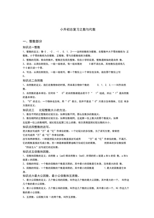 六年级下册数学总复习之数与代数完整知识点总结+题型训练+答案解析