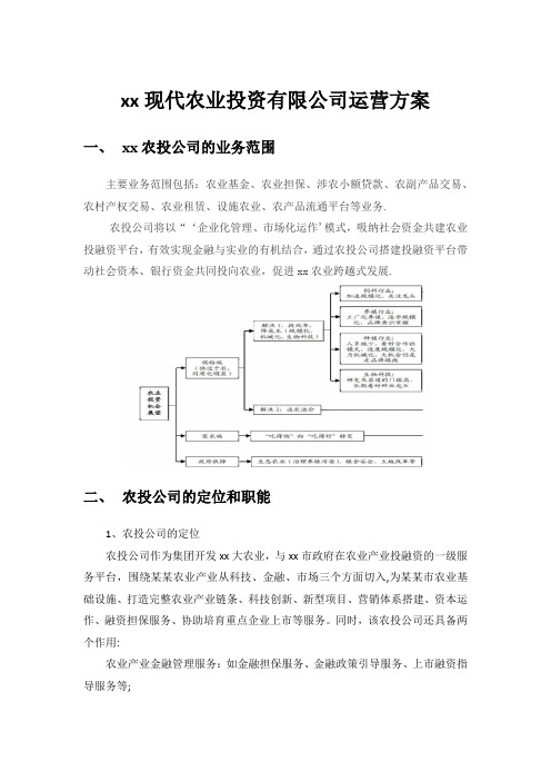 xx现代农业公司投资发展有限公司运营方案  20151210