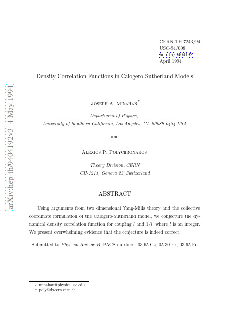 Density Correlation Functions in Calogero Sutherland Models