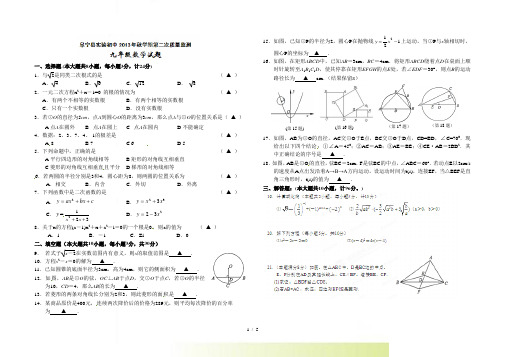 阜宁实验初中九年级上第二次质量检测数学试题及答案