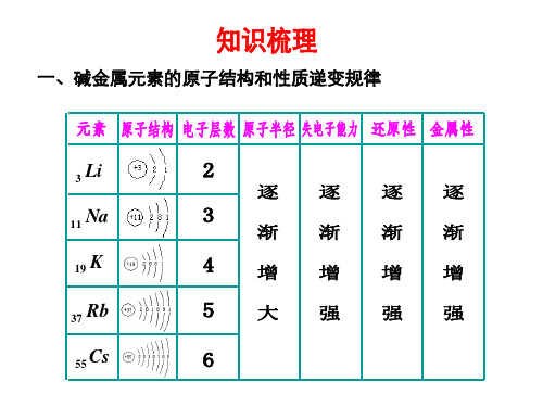 一碱金属元素的原子结构和性质递变规律