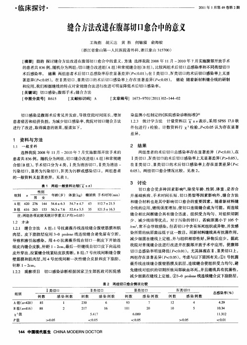 缝合方法改进在腹部切口愈合中的意义