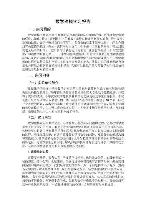 数学建模实习报告