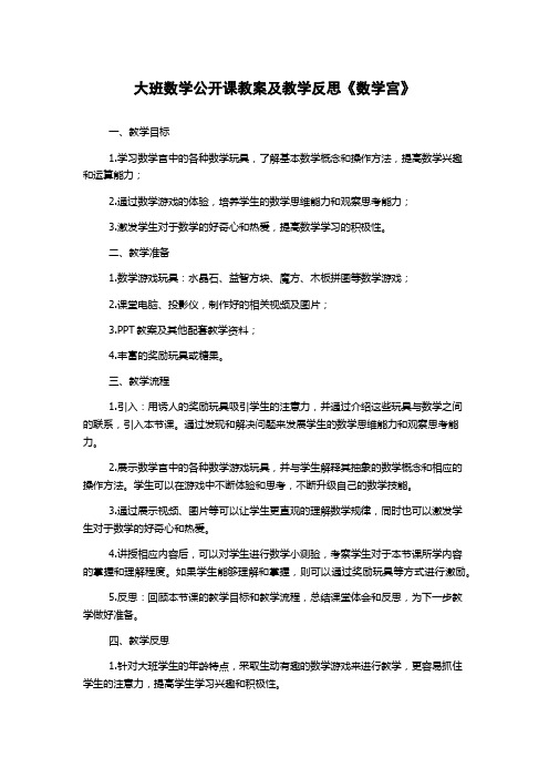 大班数学公开课教案及教学反思《数学宫》