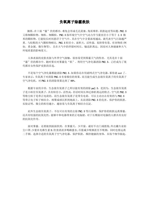 负氧离子除霾救肤