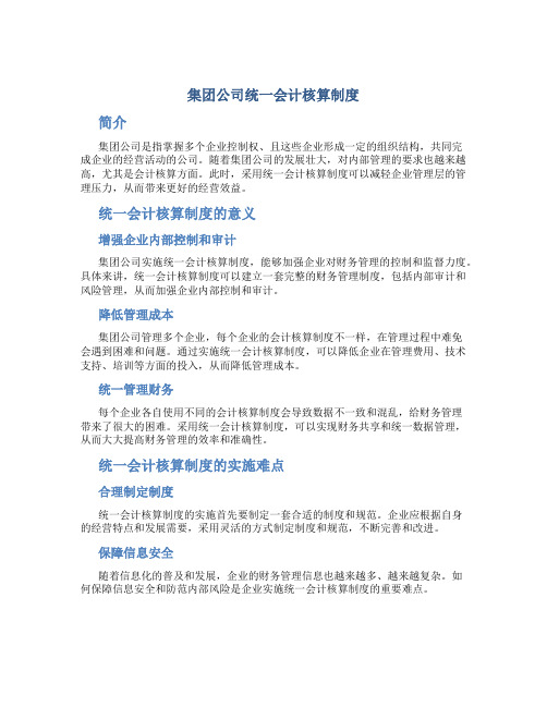 集团公司统一会计核算制度