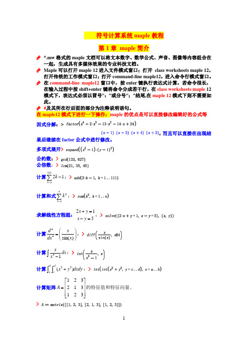 符号计算系统maple教程