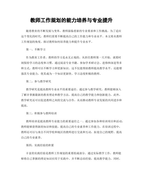 教师工作规划的能力培养与专业提升