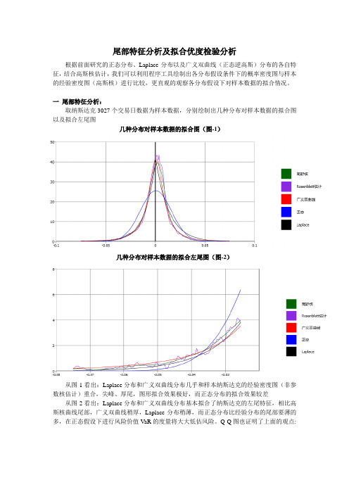 各模型尾部特征分析及拟合优度指标检验