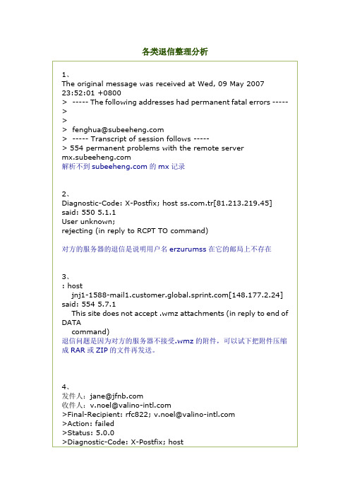 各类退信整理分析