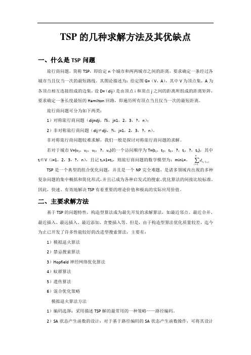 TSP的几种求解方法及其优缺点