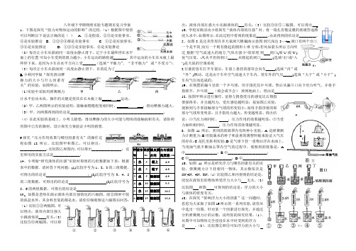 八年级下物理期末复习实验专题